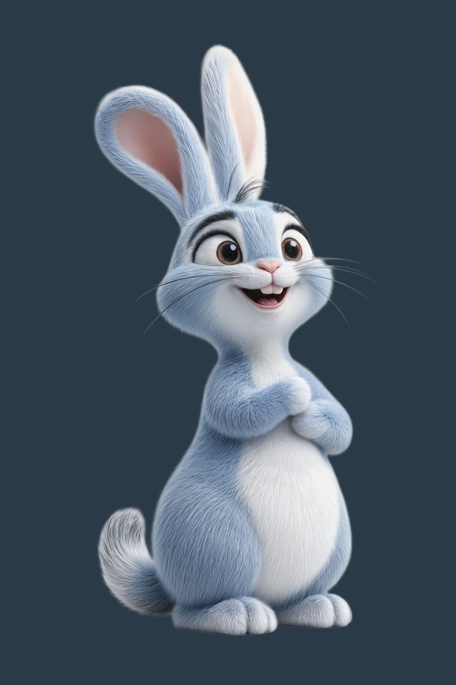 Alternative Blue Bunny mascot proportions and facial design