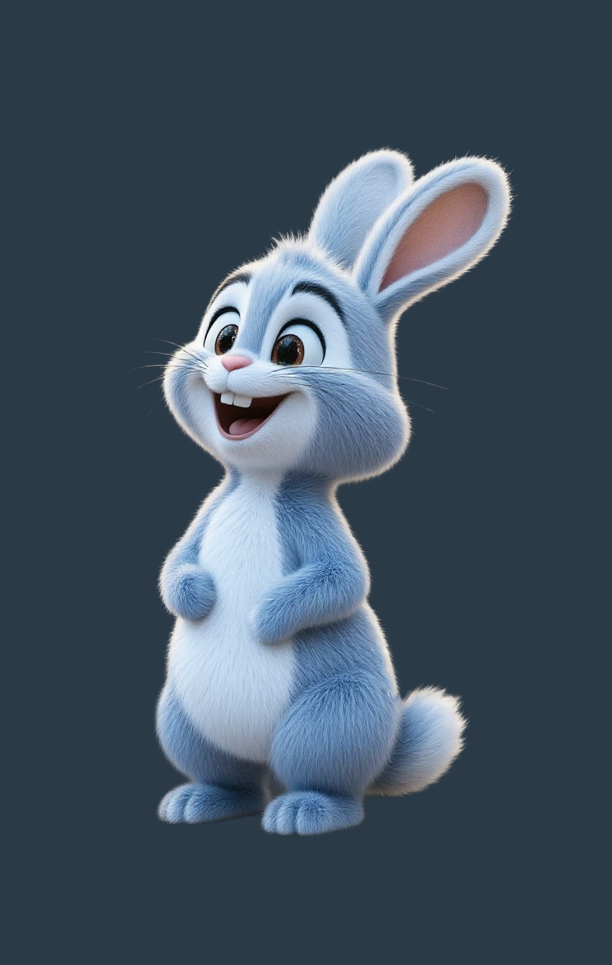 Blue Bunny mascot redesign with soft blue fur