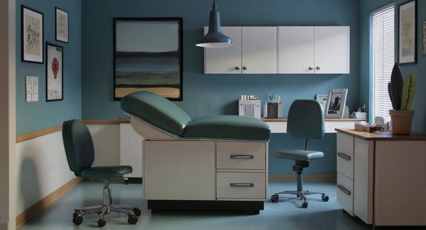 Soft-blue kitchen environment variation