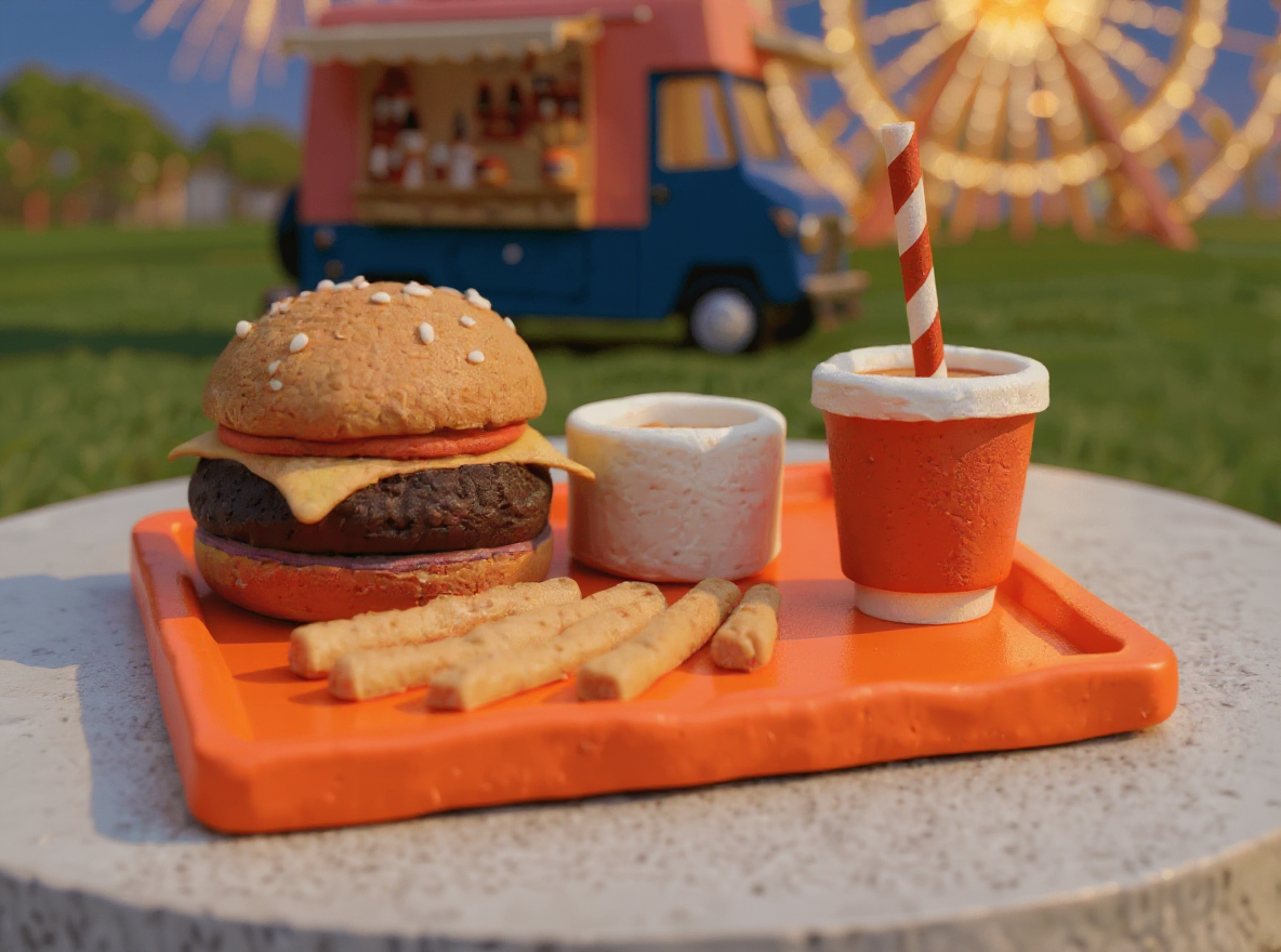 Close-up fast-food prop concept