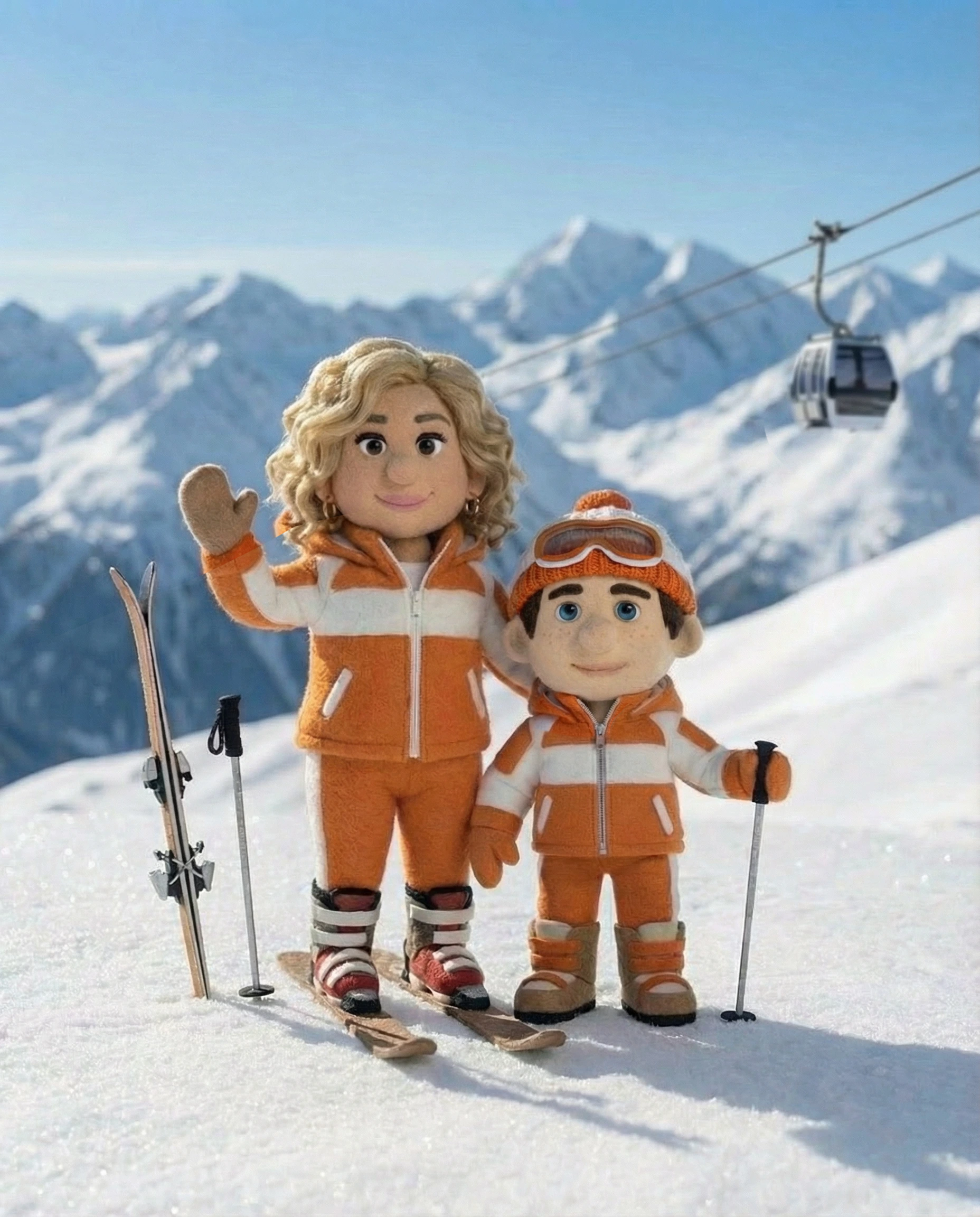 Miniature family ski photograph concept