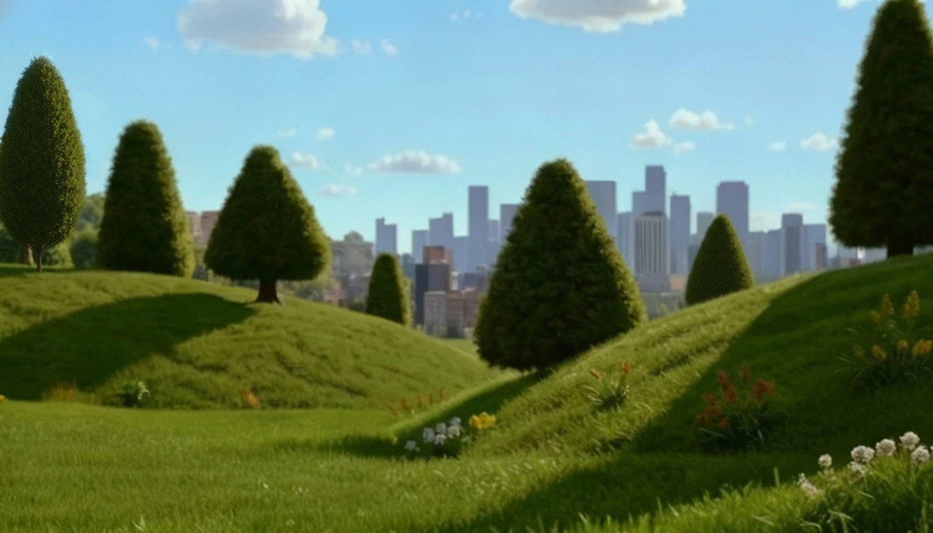 Developed park and city environment