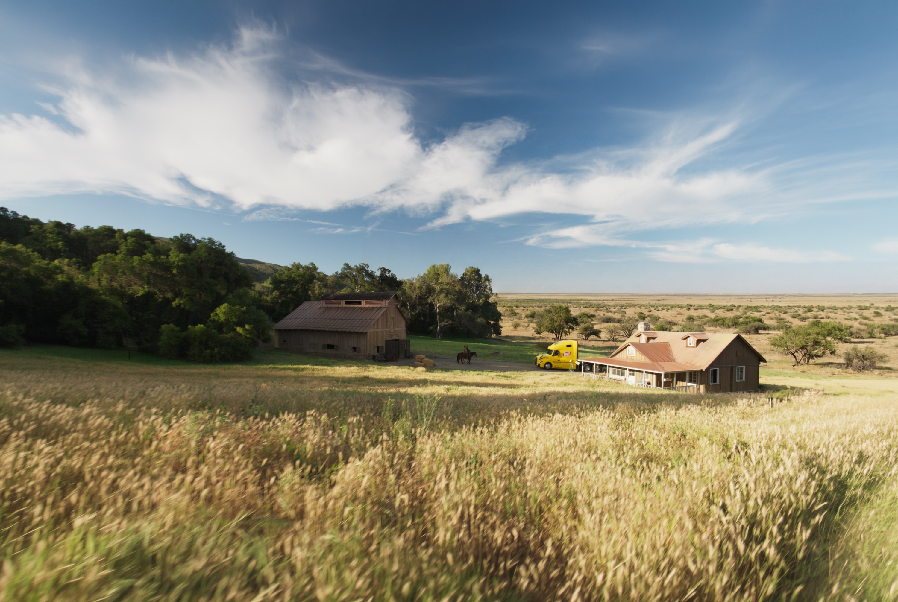 Early ranch landscape matte painting for Lay's Bandwagon