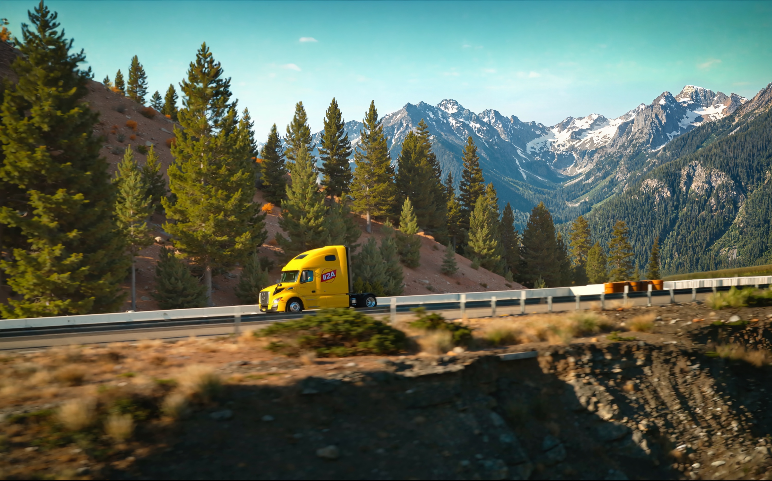 Early mountain-pass matte painting for Lay's Bandwagon