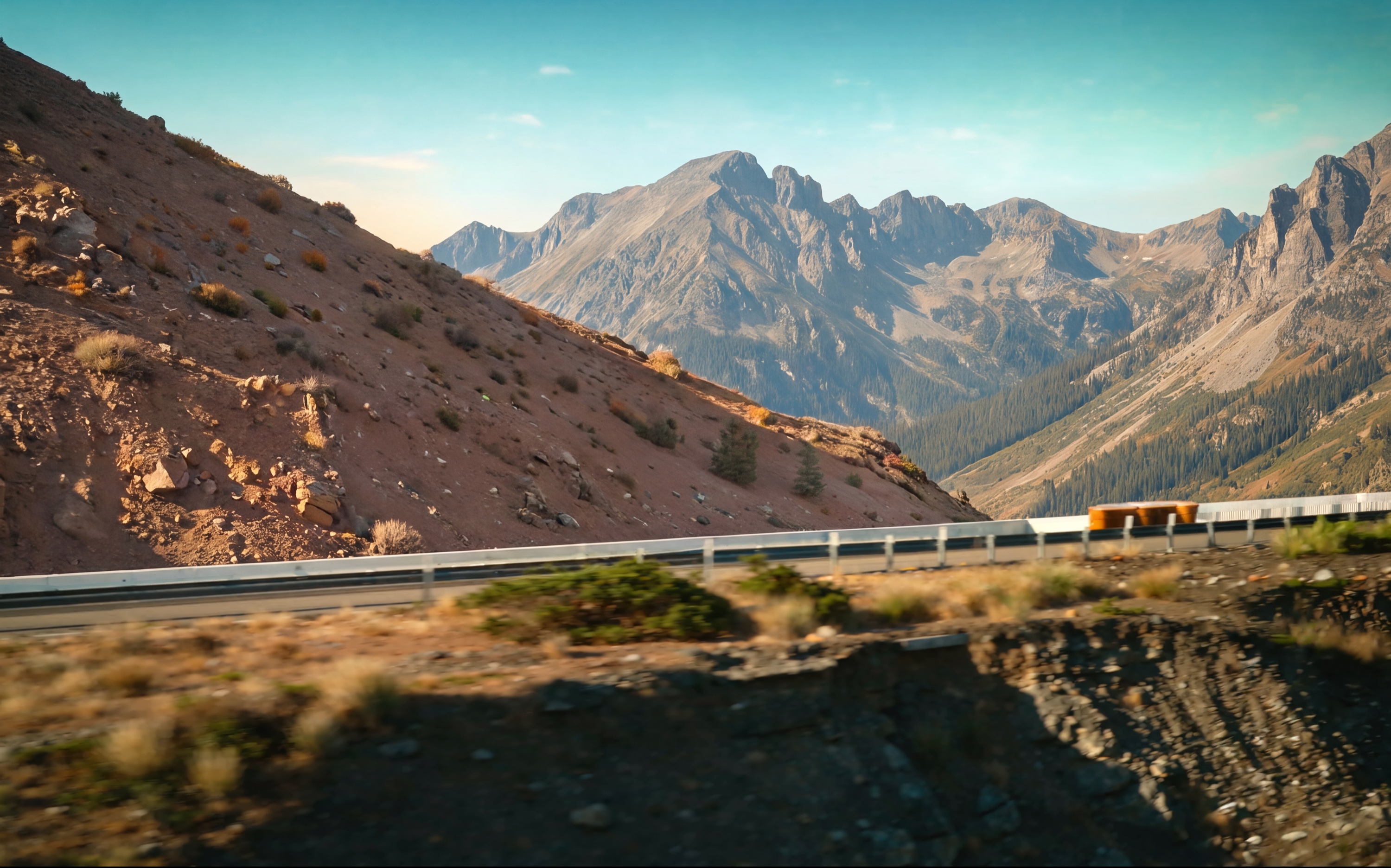Clean mountain-pass environment plate for Lay's Bandwagon
