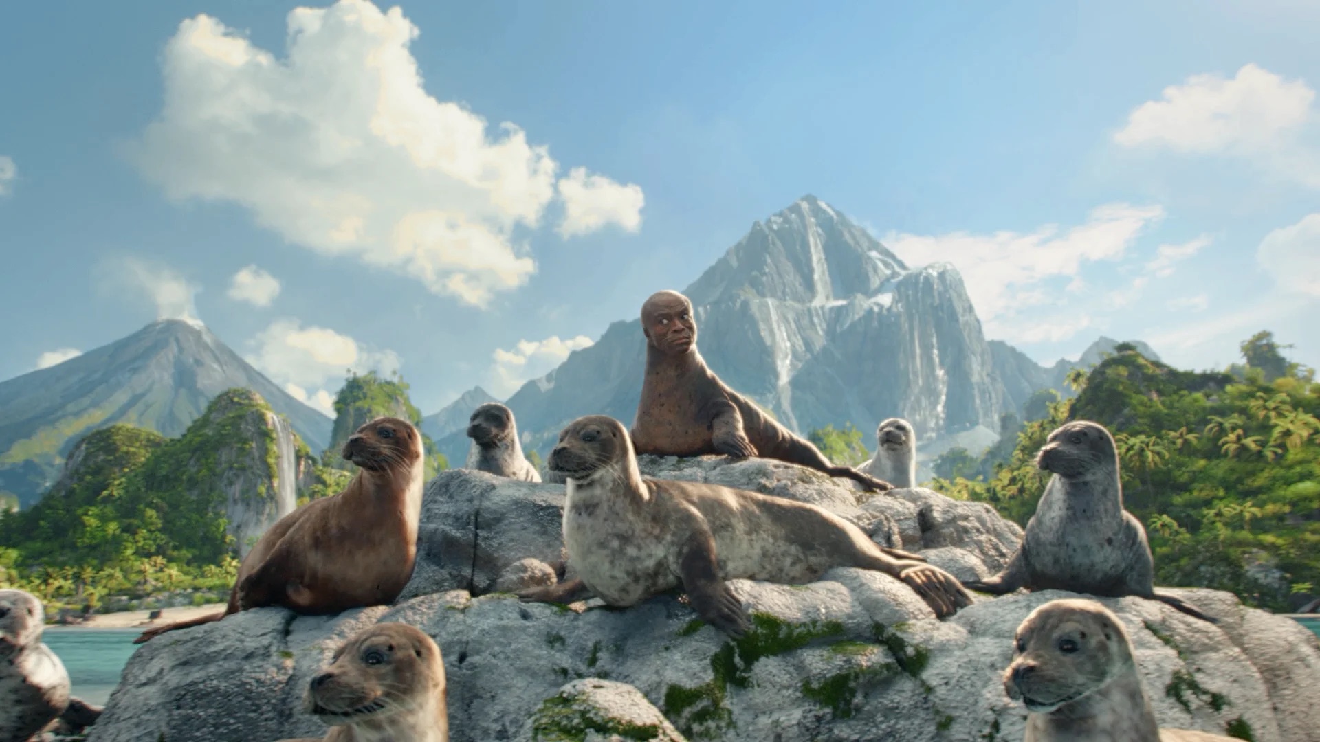 SEAL surrounded by seals in the Mountain Dew Baja Blast film