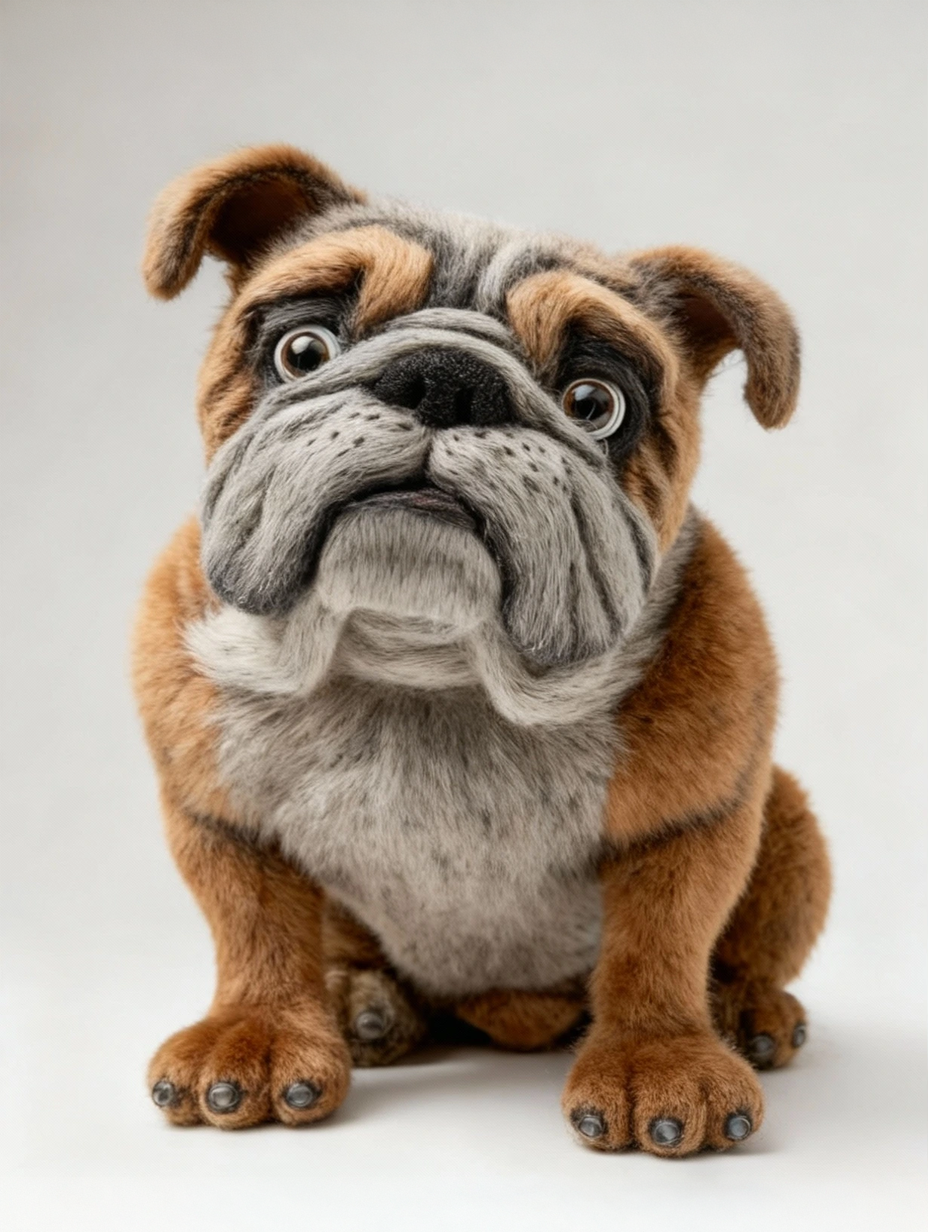 Tactile bulldog puppet character concept