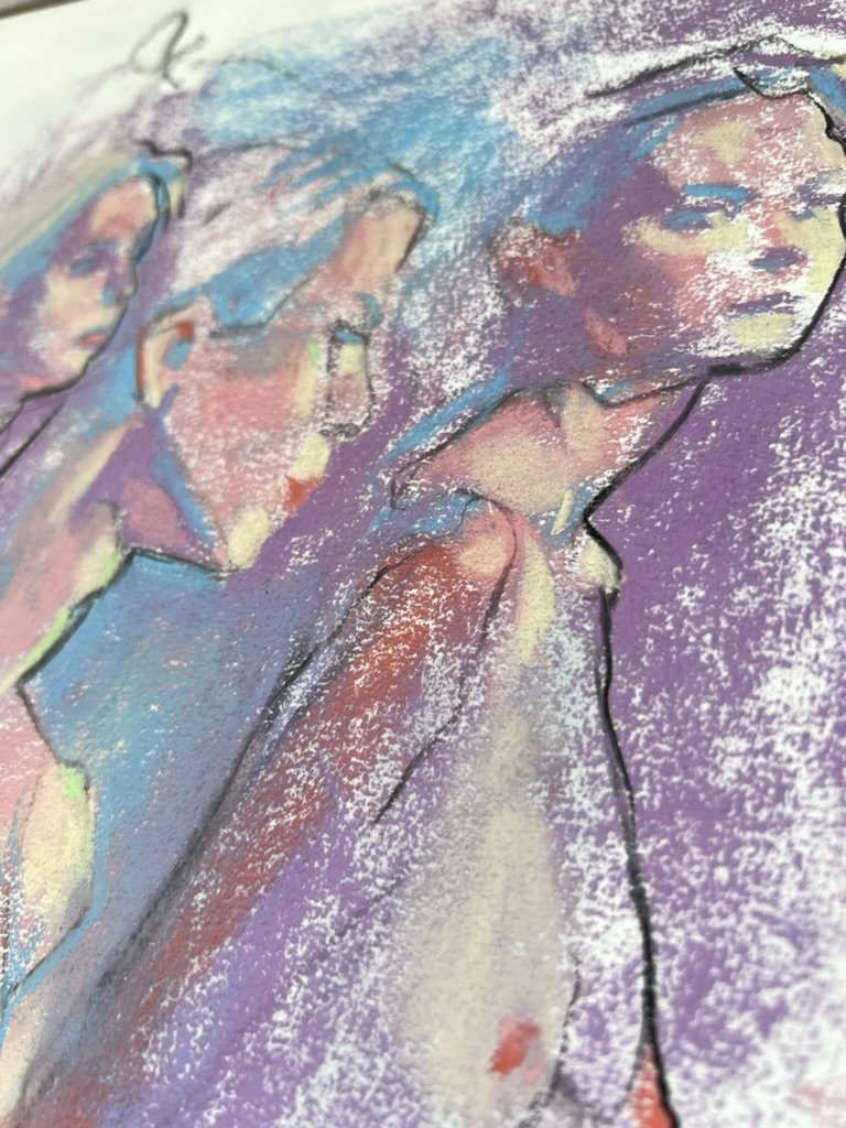 Expressive figurative pastel drawing by Nathan Mckenna